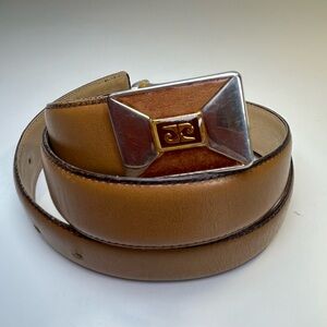 Vintage Pierre Cardin Italian Leather Belt Carmel/Tan colour2Tone Buckle Size 30